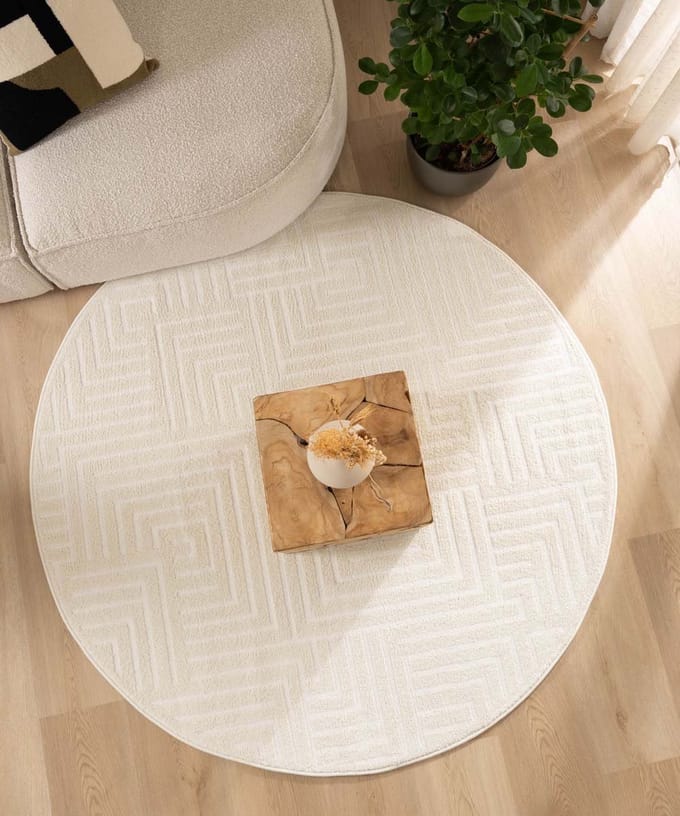 Scandinavisch vloerkleed rond - Contour Gem crème 100