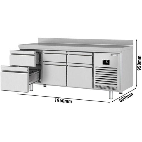 GGM Gastro Kühltisch Premium PLUS - 1960x600mm - 6 Schubladen - Aufkantung