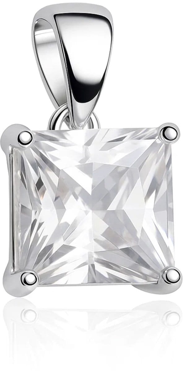 Zilveren prinses hanger met zirkonia – echt zilver - 8mm