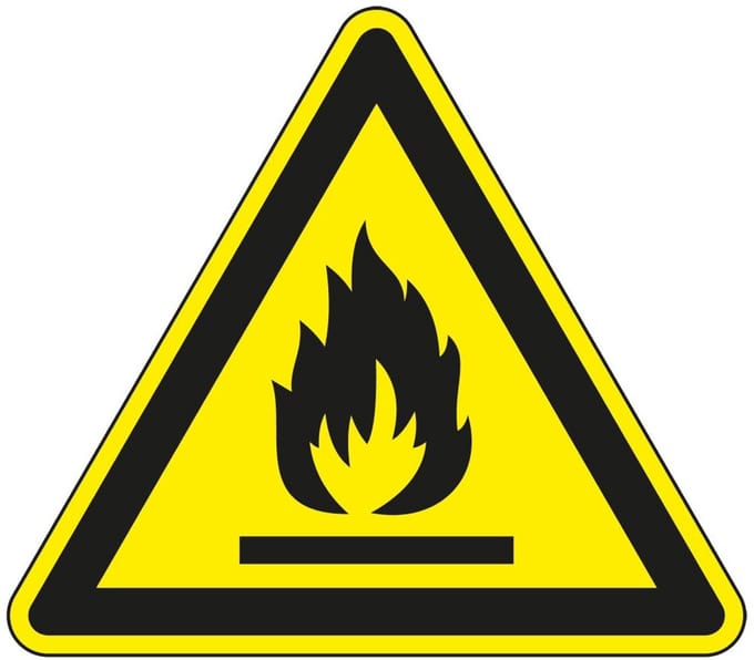 Waarschuwingssticker brandgevaar - ISO 7010 - W021 150 mm