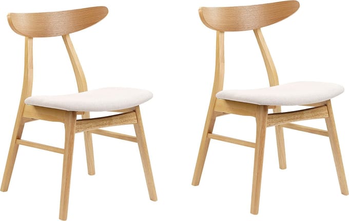 LYNN - Eetkamerstoel set van 2 - Lichtbeige - Rubberhout