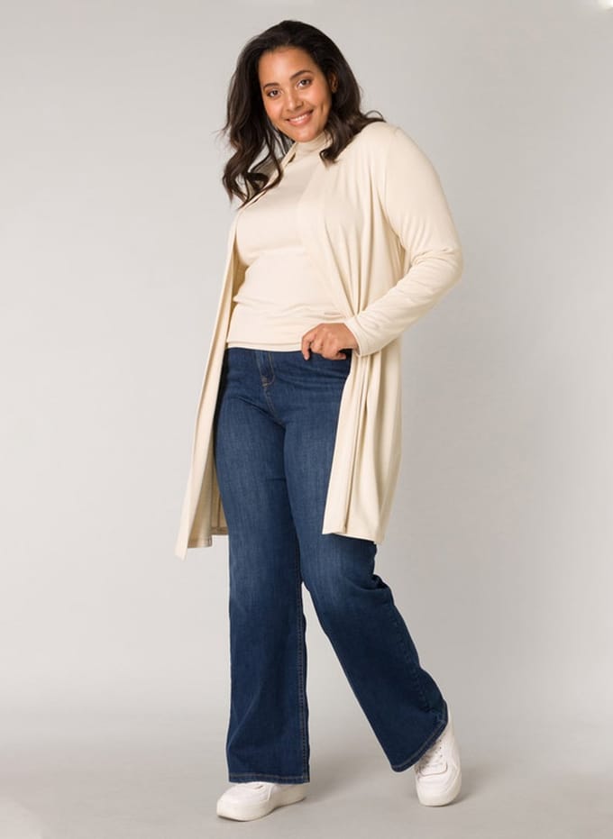 BASE LEVEL CURVY Ayla Long Vest - Light Beige - maat 1(48)