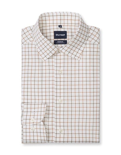 OLYMP Luxor 24/Seven Overhemd, Modern Fit, New Kent, Nougat