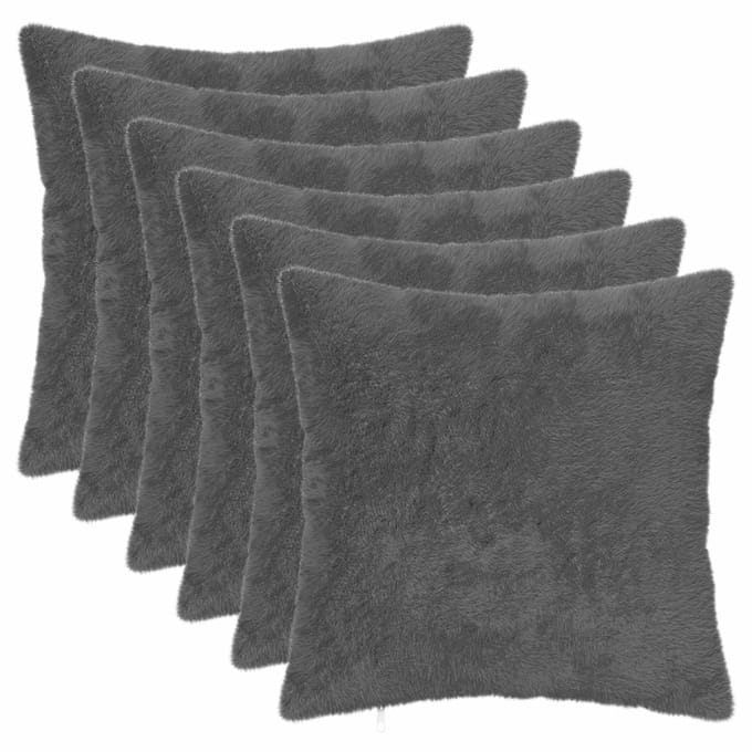 vidaXL - Kussensloop - 6 - st - HEERLEN - Donkergrijs - 30 - x - 30 - cm