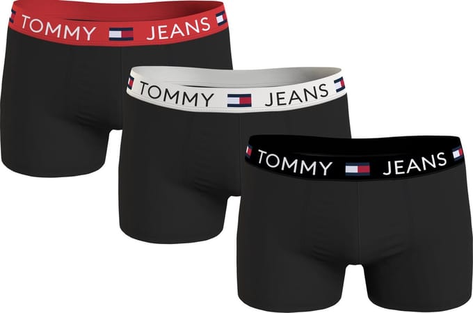 TH - trunk (3-pack) - heren boxers normale lengte - zwart met gekleurde tailleband - Maat: S
