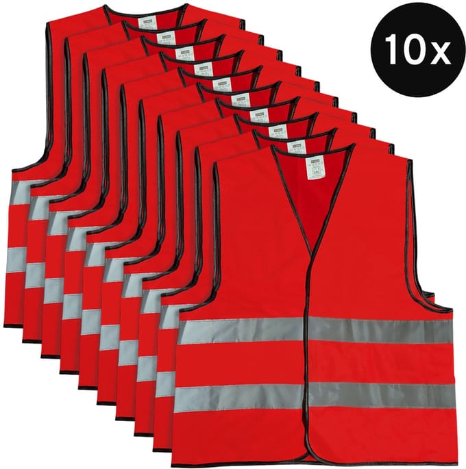 Mexxo Veiligheidshesje rood - set van 10 - one size - reflecterend - 100% polyester