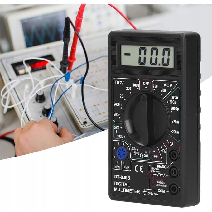 Rosfix Mini Multimeter DT-830B - Digitaal Multimeter, Handzaam LCD - 0–1000V DC, 200–750V AC, 10A