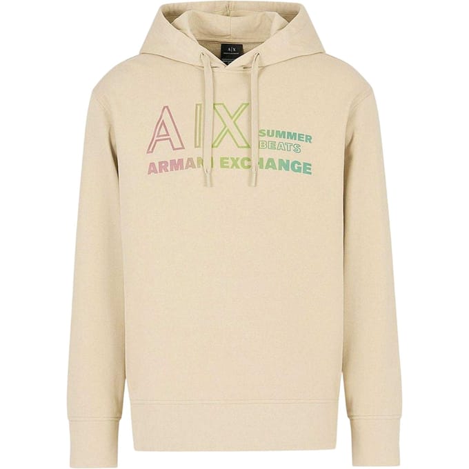 Armani Exchange Heren-hoodie met 'Summer Beats'-logo in kleurverloop (Beige)