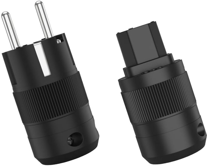 Set van 2 High-End Geaarde en Koudapparaatstekkers met Rhodium Plating voor Audio