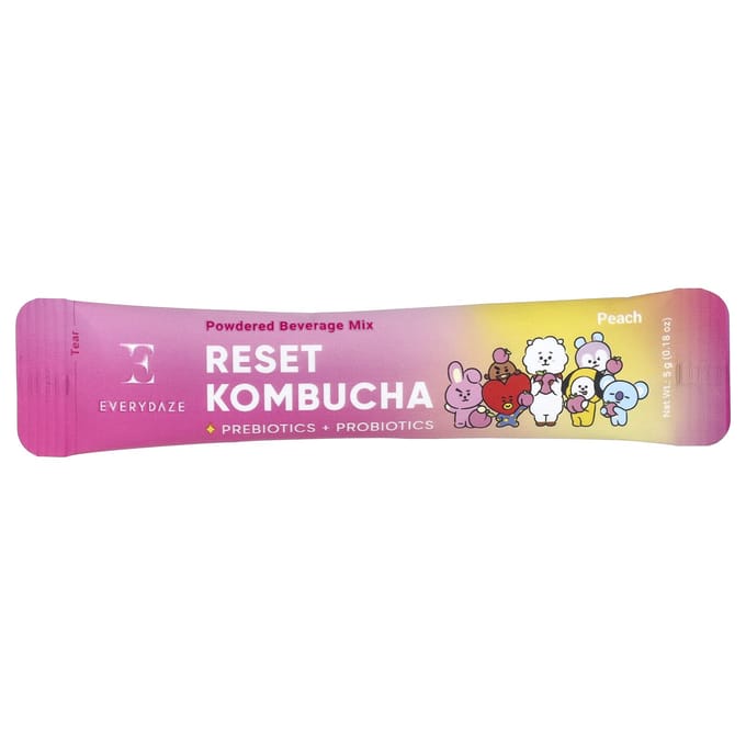 Reset Kombucha, Poederdrankmix, Perzik, 10 Zakjes, 5G (0,18 oz) Elk