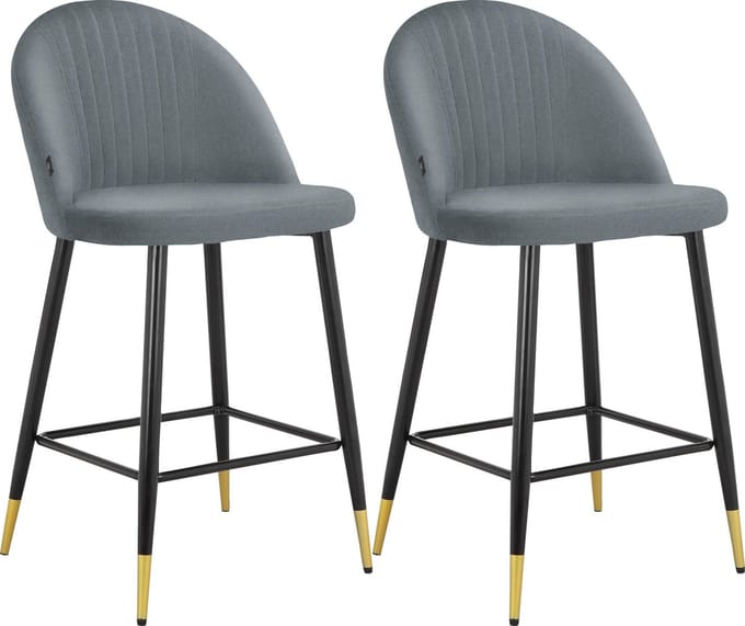 Marlis-Barkruk - Set van 2 - Grijs Fluweel