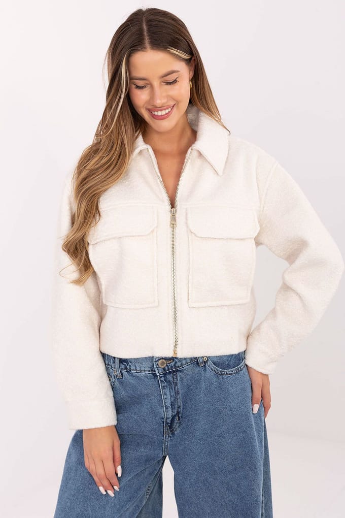 Faux Fur Short Jacket - Off-white / M