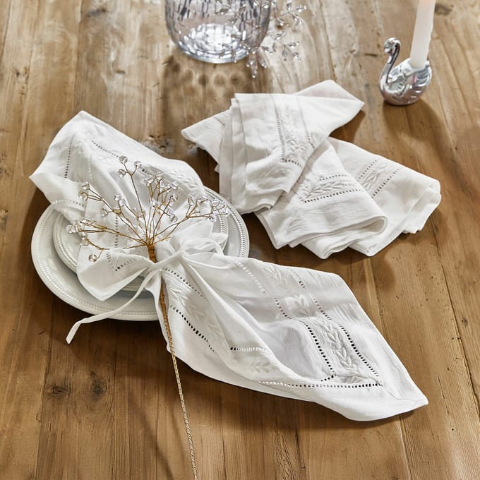 LOBERON Servet set van 4 Ellingford wit
