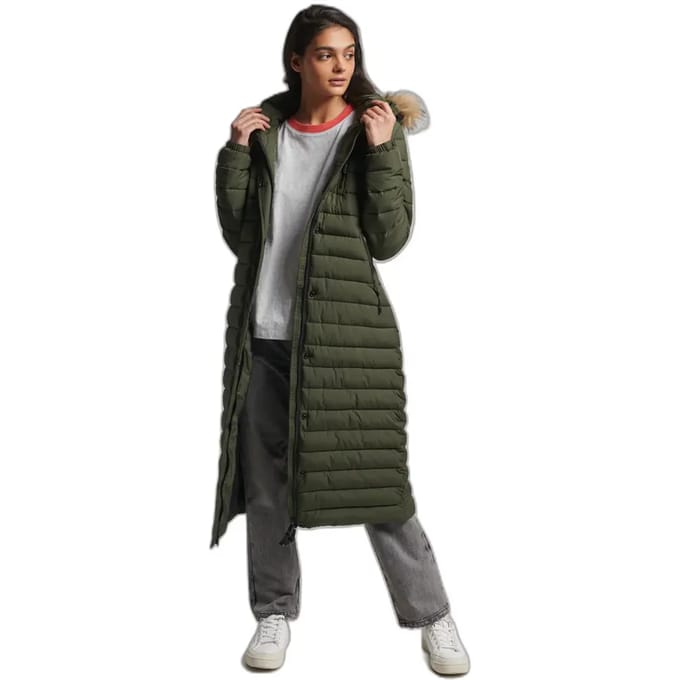 Superdry - Superlange Fuji jas - Dames - Gewatteerde jassen