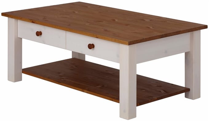 Chicago-Salontafel - Wit/Honing Grenen 1 Schublade