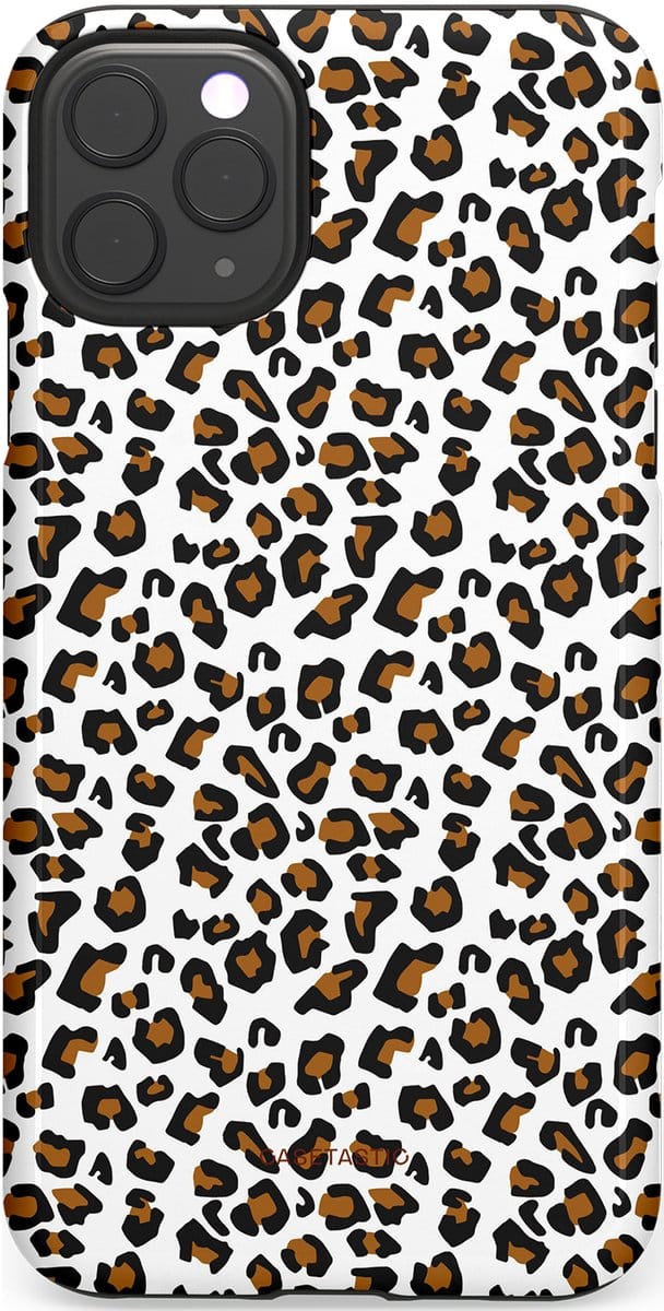 Casetastic hoesje geschikt voor Apple iPhone 11 Pro Max - Dubbellaagse bescherming - Panter abstractie - Fashion Case - Zwart Wit Grijs Bruin