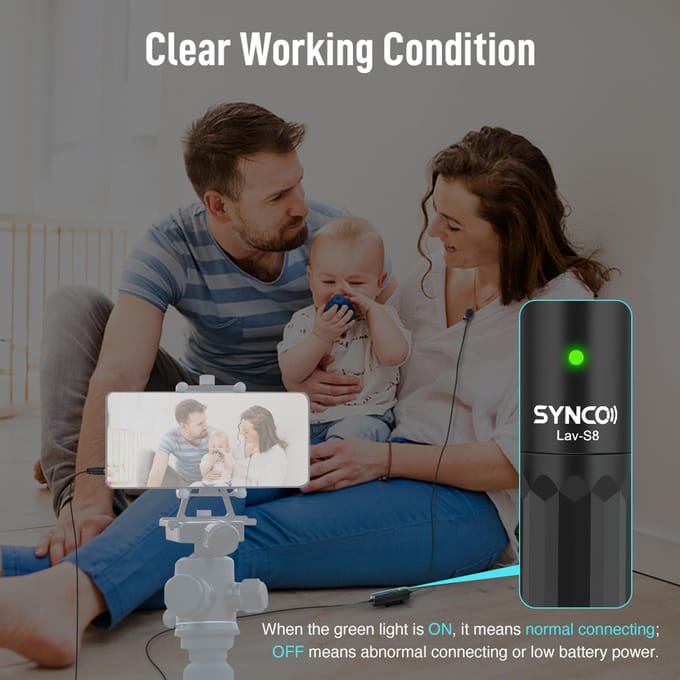 SYNCO Lav-S8 Professionele Lavalier Microfoon Clip-on Omnidirectionele Reversmicrofoon Ruisonderdrukking zwart