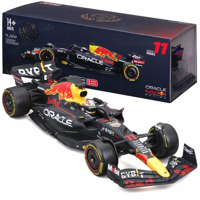 Bburago F1 Oracle Red Bull RB18 Sergio Perez 1:24 met Helm