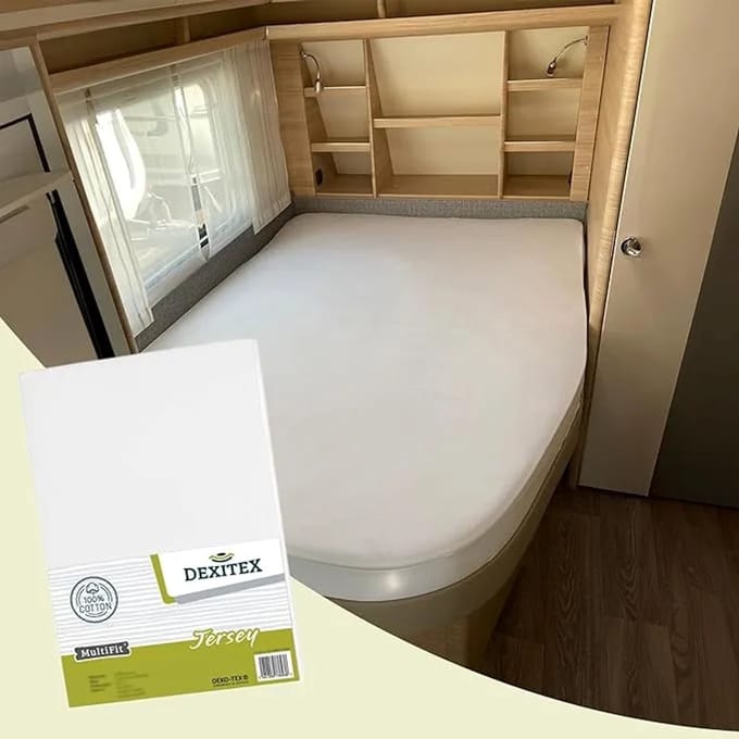 Dexitex Jersey hoeslaken Frans bed RECHTS Wit