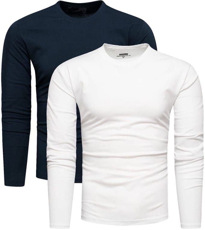 Recea Basic Set - Heren Longsleeve - Blauw en Wit - XL