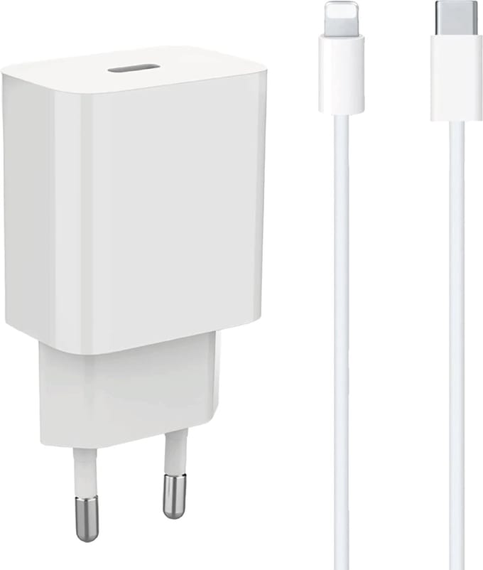 20w Oplader geschikt voor iPhone & iPad + Lightning naar usb C kabel - 1 Meter - Snellader - Power Delivery