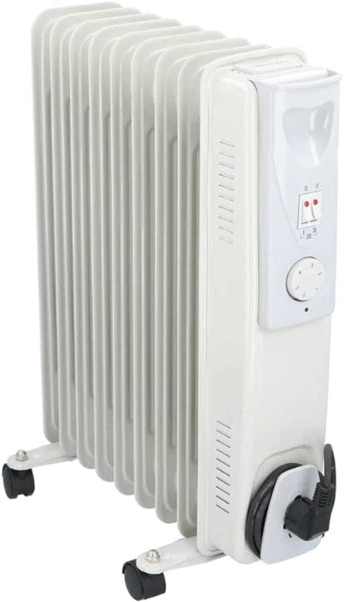 RWB® Olieradiator - Oliekachel - Elektrische Kachel - Wit - 24cm x 40cm x 55cm