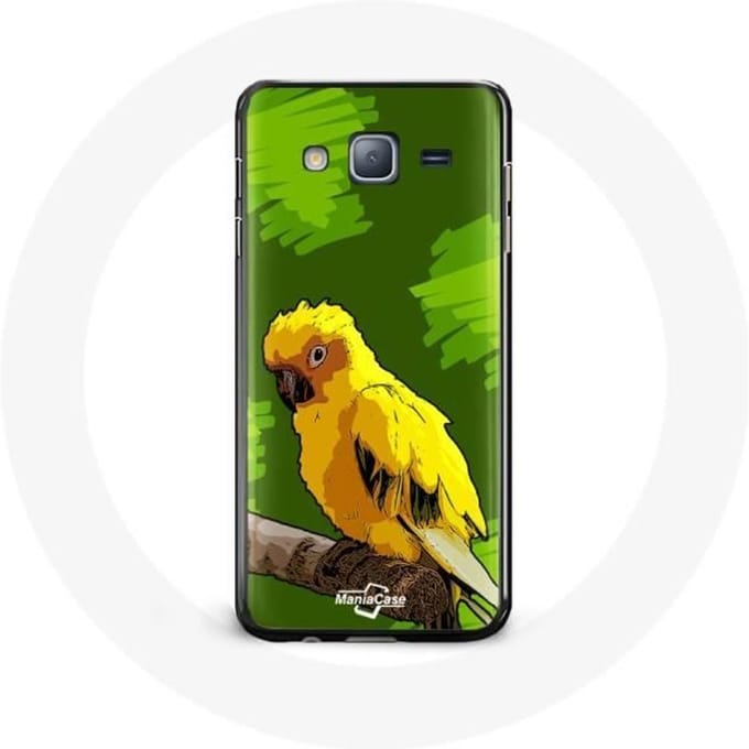 Case voor Samsung galaxy J7 2016 Gele Parkiet Vogels Groene Achtergrond