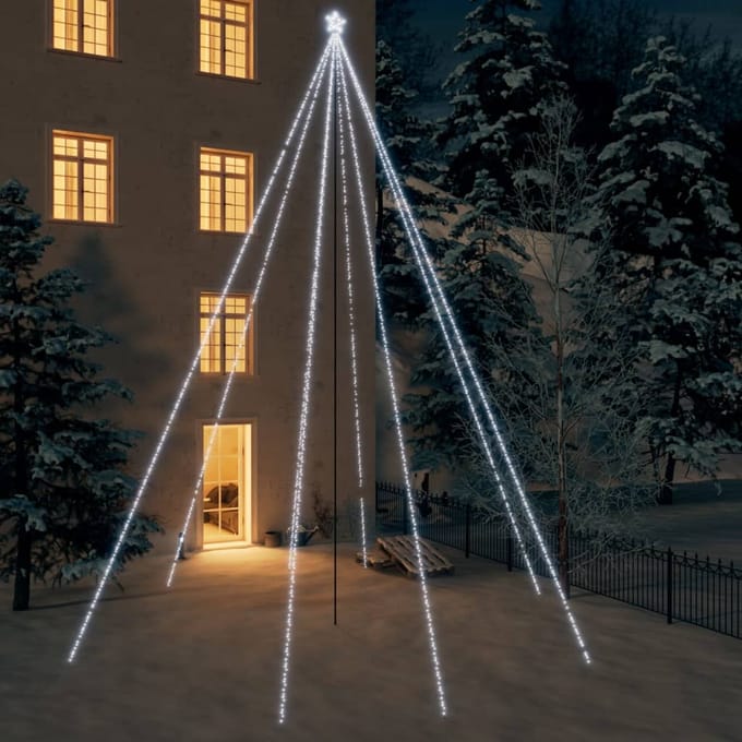 vidaXL - LED-kerstboom - binnen - buiten - 1300 - LEDs - koud - wit - 8 - m