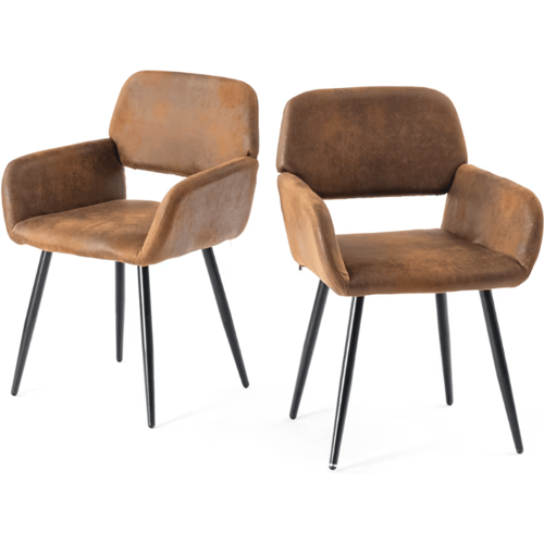 URBAN MEUBLE Set van 2 Eetkamerstoelen van Imitatiesuède