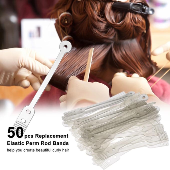 50 stuks Perm Rod Bands Vervangende Elastische Rubberen Banden Voor Lange Professionele gray