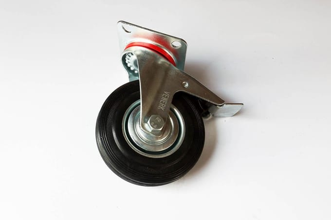 Zwenkwiel rubber met rem 125 mm