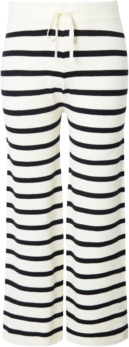 Studio Untold - Dames - Gebreide broek straight legs strepen - Off-white - Maat 58+