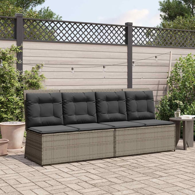 vidaXL Tuinbank Grijs poly rattan