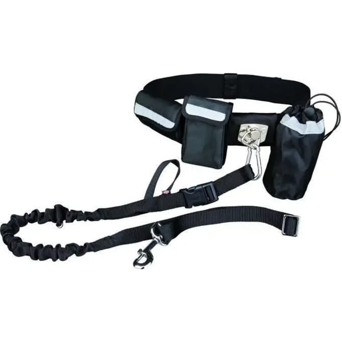 Trixie Taille riem with leash belt: 60-120 cm/40 mm leash: 1.00-1.35 m/25 mm black/graphite