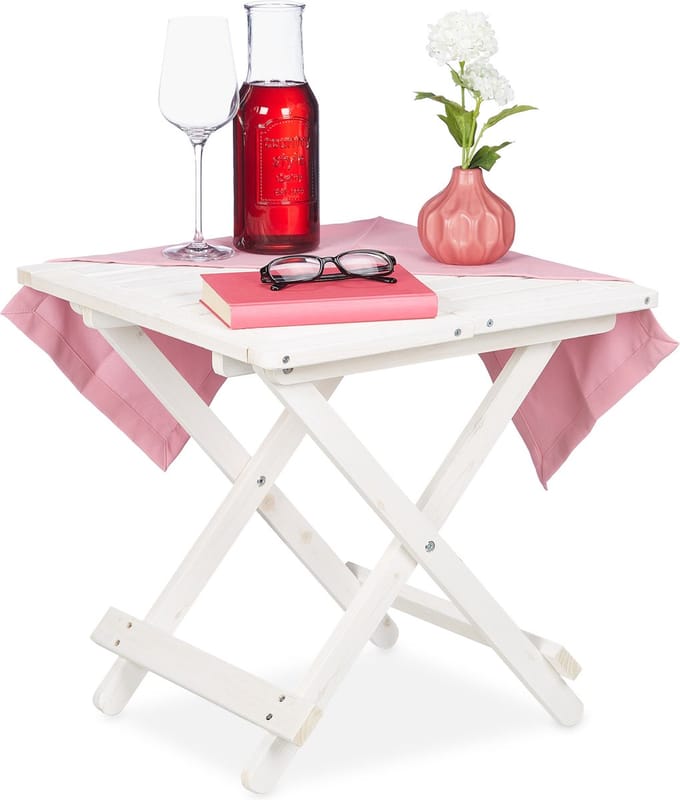 klaptafel hout - 50 x 50 cm - inklapbare bijzettafel - balkontafel - wit