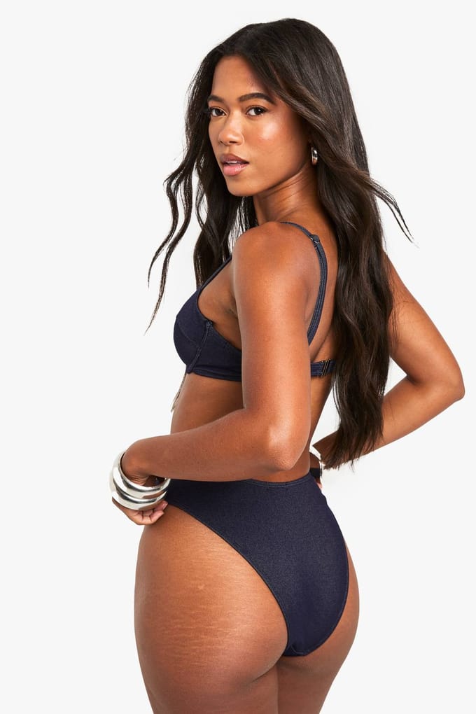 boohoo Dames Denimlook bikini top met beugels | Maat: 6