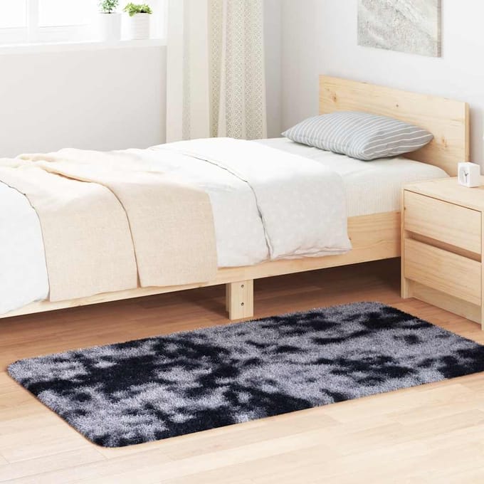 vidaXL - Hoogpolig - vloerkleed - NAVARRA - 80x150 - cm - polyester - donkergrijs