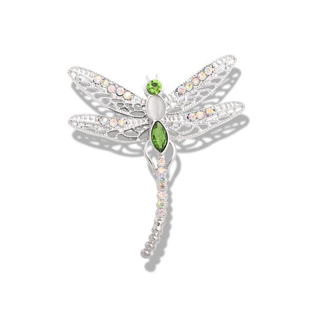 Broche Libellule Femme Broche Strass Brillants Personnalité Mode Tempérament Épingles Manteau Accessoires vert