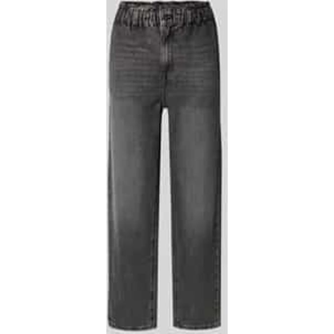 Jeans met elastische band in used-look