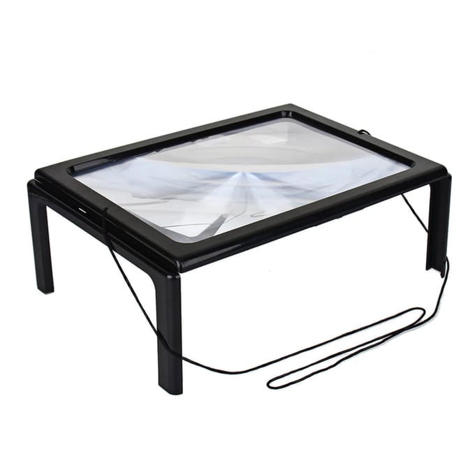 Grande loupe de lecture A4 mains libres 3x avec éclairage LED
