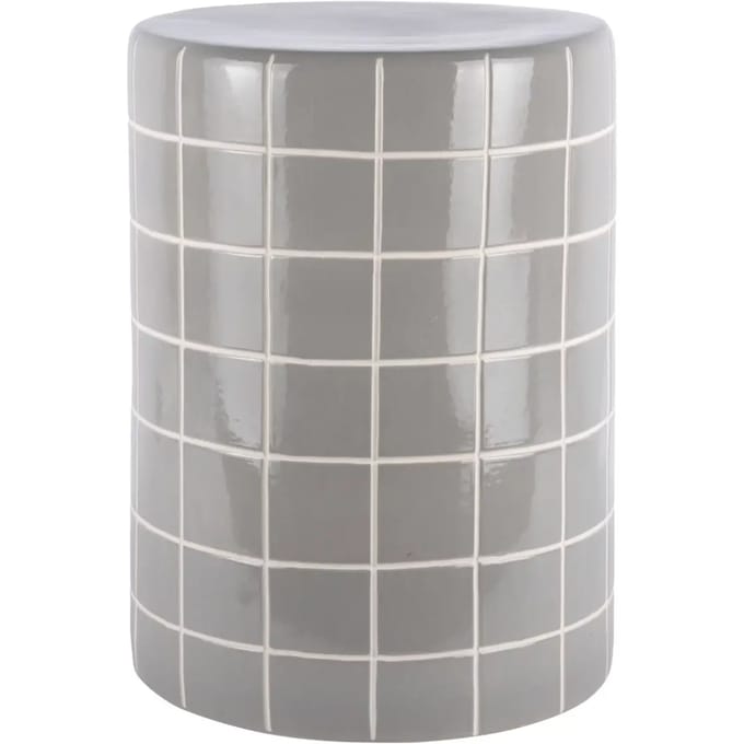 Leitmotiv Bijzettafel Retro Tiles High - Lichtgrijs - Ø33cm - Modern