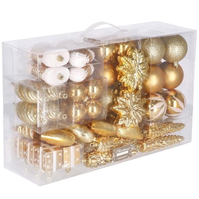 Springos - Kerstballen - Kerstversiering - Onbreekbaar - 72 Stuks - Goud/Wit