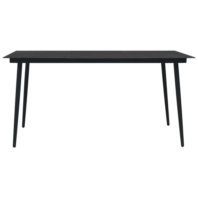 vidaXL - Tuintafel - 150x80x74 - cm - staal - en - glas - zwart
