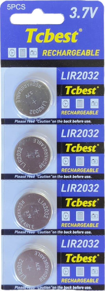 4 Stuks - LIR2032 3.6V 40mAh oplaadbare Li-ion knoopcel batterij