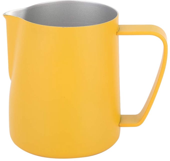 Koffiekan Melkopschuimer - Schuimbeker - Latte Kunst Maken - Prachtig Uitloopontwerp - 600 Ml - Geel