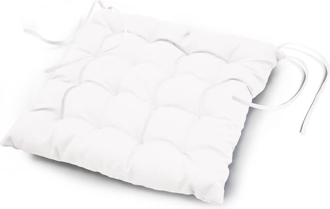 Stoelkussen Essential Wit 40 x 40 cm - Eetkamer & Tuinstoel zitkussen met linten - 100% Polyester - Geschikt voor buiten