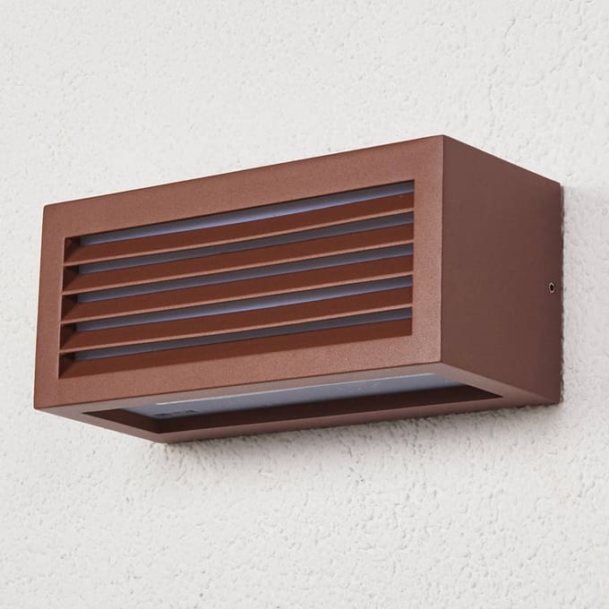 SLV Box L E27 buitenwandlamp, roestbruin