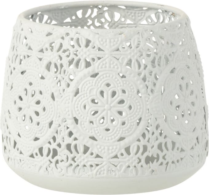 J-Line kaarshouder Oosters - metaal/glas - wit - small - 2 stuks