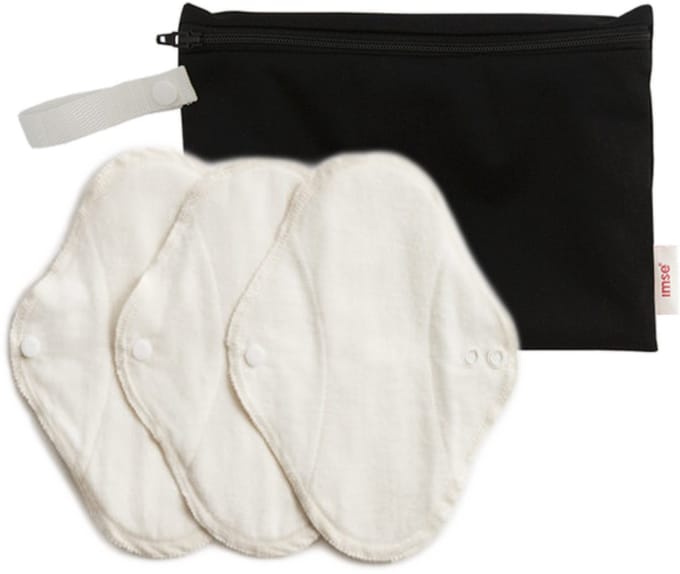ImseVimse wasbare inlegkruisjes met wetbag - wit - 3 stuks