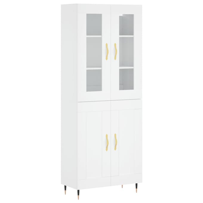 vidaXL - Hoge - kast - 69,5x34x180 - cm - bewerkt - hout - wit